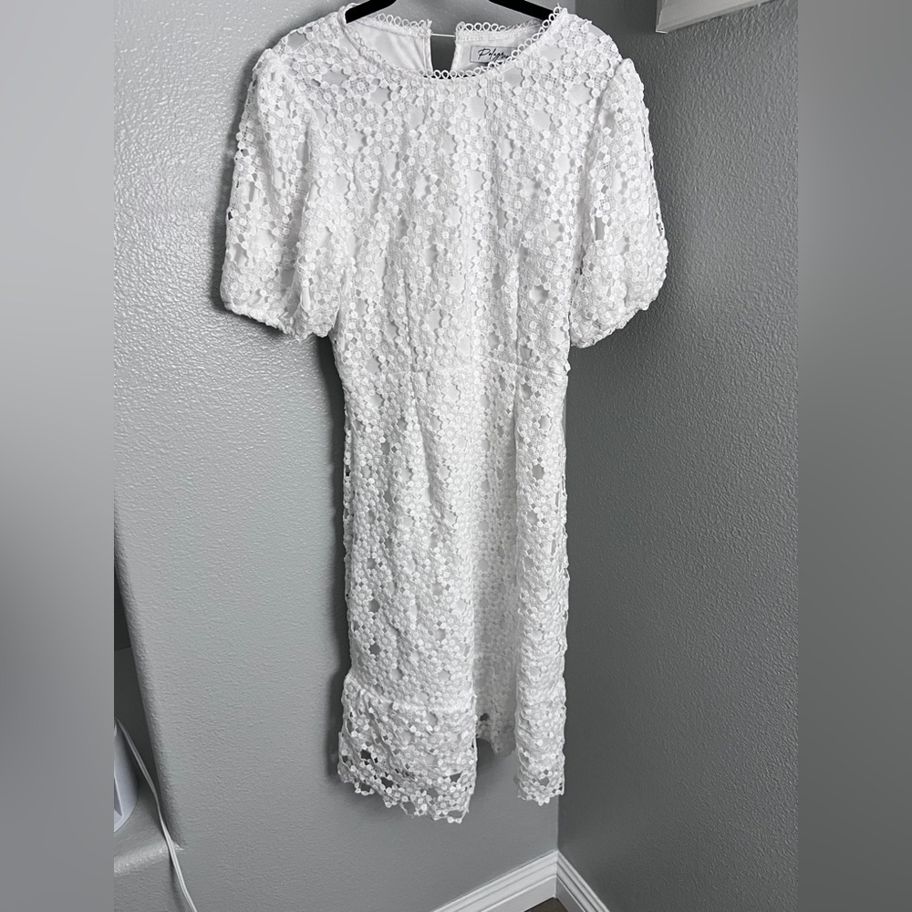 Polagram White Lace Detail dress